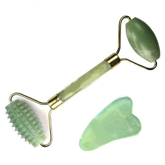 Facial Massage Roller Double Heads Jade Stone Face Lift Skin Tools - GiftMaybe