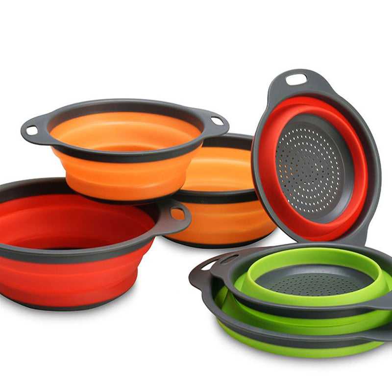 Foldable Silicone Colander Fruit Vegetable Washing Basket Strainer Collapsible Drainer With Handle Kitchen Tool - GiftMaybe