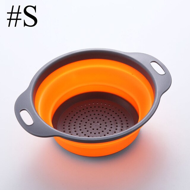 Foldable Silicone Colander Fruit Vegetable Washing Basket Strainer Collapsible Drainer With Handle Kitchen Tool - GiftMaybe