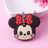 Cartoon Anime Cute Key Cover Cap Silicone Mickey Stitch Bear Keychain Women Gift Owl Porte Clef Minne Key Chain - GiftMaybe