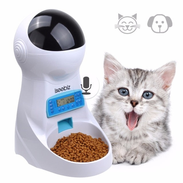3L Automatic Feeder with Voice Record Pets food Bowl for Dog Cat 4 times One Day - GiftMaybe