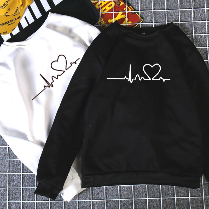 Autumn Winter Loose Thick Knit Harajuku Love Printed Sweatshirt Female Hooded Pullover Tops Women Hoodies Casual Female Clothes - GiftMaybe