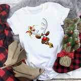 Christmas Women White Color Short Sleeve Casual Style T Shirt for Holiday - GiftMaybe