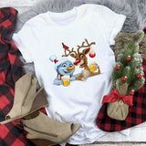 Christmas Women White Color Short Sleeve Casual Style T Shirt for Holiday - GiftMaybe