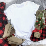 Christmas Women White Color Short Sleeve Casual Style T Shirt for Holiday - GiftMaybe