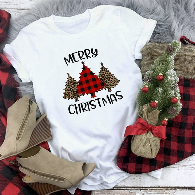 Merry Christmas Fashion Women Short Sleeve Casual Style T Shirt - GiftMaybe