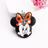 Cartoon Anime Cute Key Cover Cap Silicone Mickey Stitch Bear Keychain Women Gift Owl Porte Clef Minne Key Chain - GiftMaybe