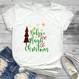 Women Cartoon Leopard Plaid Tree New Year Christmas T-Shirt for Holidays - GiftMaybe