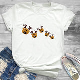 Women Cartoon Leopard Plaid Tree New Year Christmas T-Shirt for Holidays - GiftMaybe