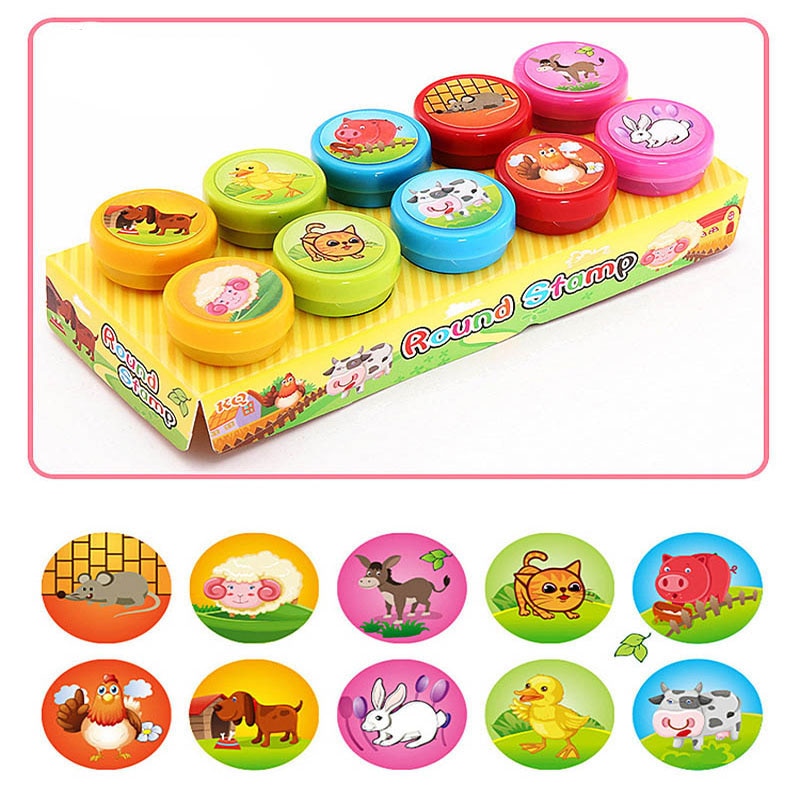 10pcs/Set Cartoon DIY Seal For Children Kids Scrapbooking Stamper - GiftMaybe