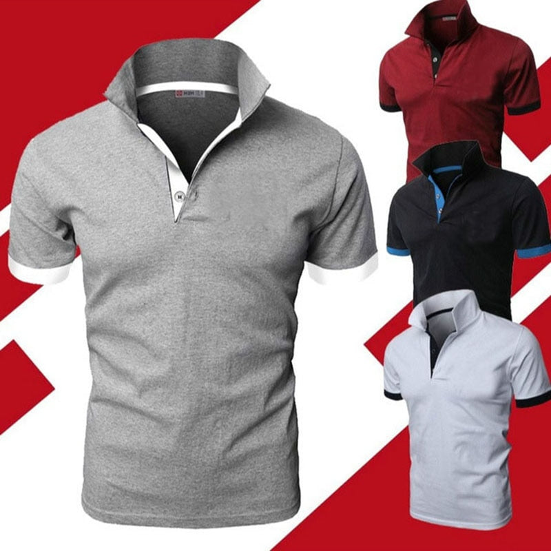 Mens' Polo Short Sleeve Turn-over Collar Slim Casual Breathable Solid Fashion Shirt - GiftMaybe