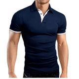 Mens' Polo Short Sleeve Turn-over Collar Slim Casual Breathable Solid Fashion Shirt - GiftMaybe