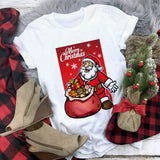 White Hipster Suitable All Seasons T-shirt Tops Clothing New Santa Claus for Holidays - GiftMaybe