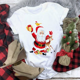 White Hipster Suitable All Seasons T-shirt Tops Clothing New Santa Claus for Holidays - GiftMaybe