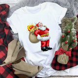 White Hipster Suitable All Seasons T-shirt Tops Clothing New Santa Claus for Holidays - GiftMaybe