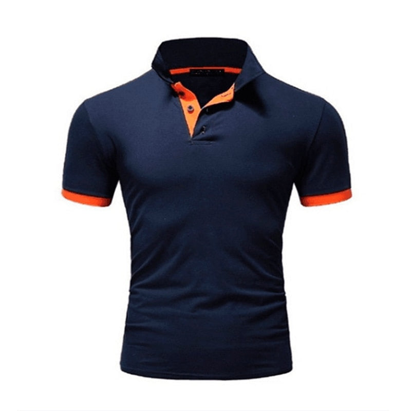 Men's short Sleeve Polo Turn-over Collar fashion casual Slim Breathable Solid Shirt - GiftMaybe