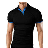 Men's short Sleeve Polo Turn-over Collar fashion casual Slim Breathable Solid Shirt - GiftMaybe