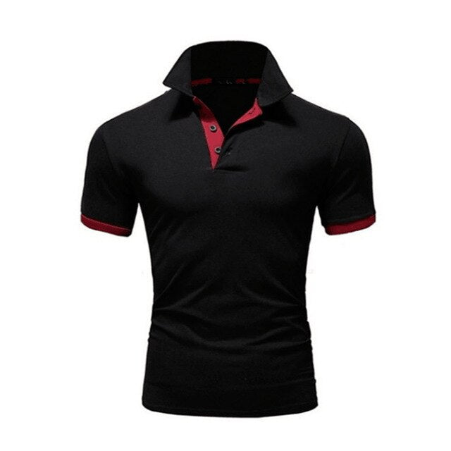 Men's short Sleeve Polo Turn-over Collar fashion casual Slim Breathable Solid Shirt - GiftMaybe