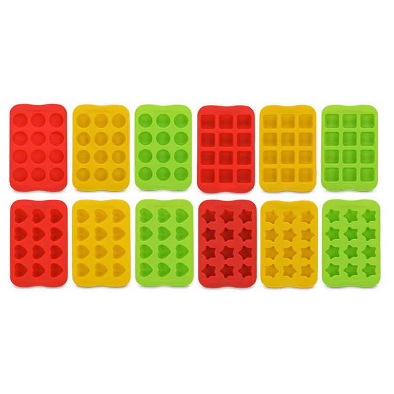12 Grid Silicone Chocolate Jelly Mold Tray Creative Star/Heart/Round/Square Shaped Ice Cube Cake Mold - GiftMaybe