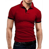 Men's Cotton Short Sleeve Turn-over Collar Causal Polo Sports Shirt - GiftMaybe