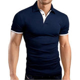 Men's Cotton Short Sleeve Turn-over Collar Causal Polo Sports Shirt - GiftMaybe