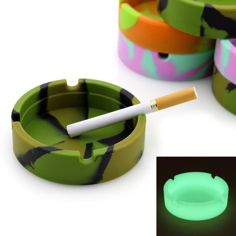 1Pcs Portable Silicone Smoking Ashtray Soft Round Camouflage Luminous Ashtray - GiftMaybe