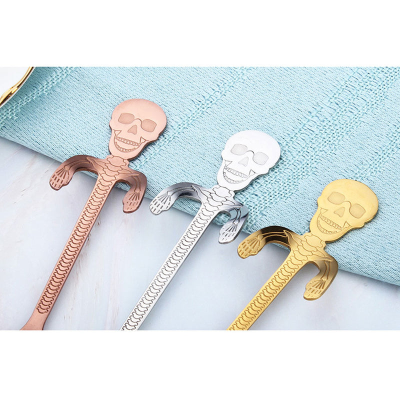1Pcs Skull Stainless Steel Coffee Spoon Tea Coffee Ice Cream Spoon Teaspoon Tea Soup Sugar Dessert Appetizer Seasoning Bistro Sp - GiftMaybe