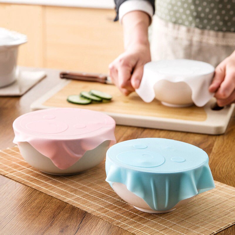 1Pcs Cartoon Bear Pattern Silicone Food Preservation Film Seal Reusable Bowl Cover Fresh Keeping Wrap - GiftMaybe