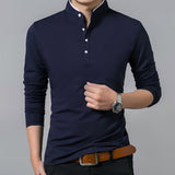 Men's Long Sleeve High Quality Cotton Stand Collar Business or Casual Sports Shirt - GiftMaybe