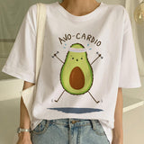 Avocado Women White Color Short Sleeve T Shirt Casual Style - GiftMaybe