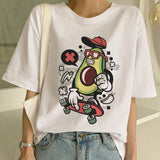 Avocado Women White Color Short Sleeve T Shirt Casual Style - GiftMaybe