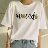 Avocado Women White Color Short Sleeve T Shirt Casual Style - GiftMaybe