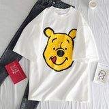 Women Short Sleeve T-shirts Street-wear Cartoon Print Korean Style - GiftMaybe